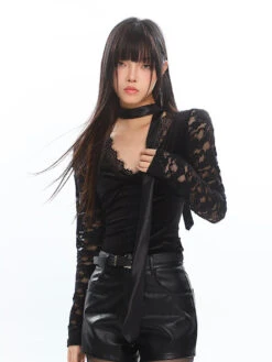 Mesh Lace Long Sleeve V-Neck Top -Modern Wear Shop O1CN01NfaSkq25Kifs93UsK 1979797508