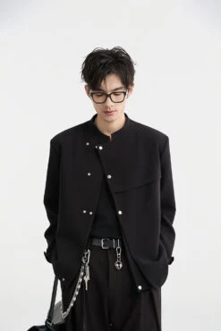 Slim Asymmetric Button-Detail Lapelless Blazer Jacket -Modern Wear Shop O1CN01O1wbMt1VHDURRbCZs 897312627