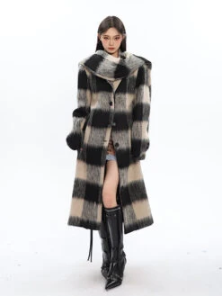 Oversized Fuzzy Checkered Overcoat With Scarf Detail -Modern Wear Shop O1CN01OGpi3V1iBnZutO2cz 2201256844375
