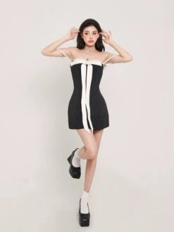Pinstripe Bandeau Tube Lace Ribbon Dress -Modern Wear Shop O1CN01OkxReJ2JXuXvcIBlg 59089432