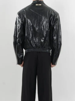 Glossy Bomber Jacket With Zipper Accents -Modern Wear Shop O1CN01P2CZgw1V6gFPm3LeW 2200831732604