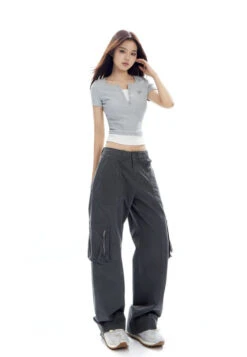 Ribbed Henley Mock Two-Piece Short Sleeve Crop Top 33 Ribbed Henley Mock Two-Piece Short Sleeve Crop Top -Modern Wear Shop O1CN01Q6i99O2NBFVVg9zXs 2200576249924