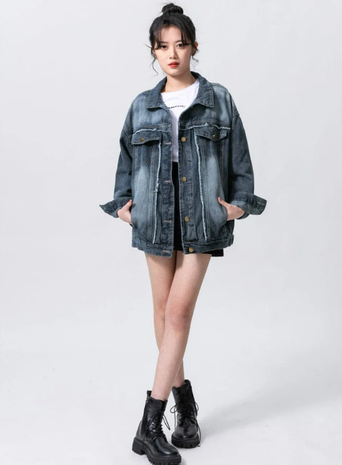 Distressed Faded Denim Jacket 7 Distressed Faded Denim Jacket - Image 7