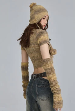 Textured Knit Cropped Sweater Top With Arm Warmer Sleeves -Modern Wear Shop O1CN01QRjONq29k8xZJT5vb 2582478105