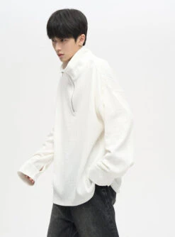 Semi High Neck Half Zip Knit Pullover -Modern Wear Shop O1CN01QpzGG91r3OrTcP3NK 1124265575
