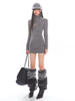 Cable Knit Turtleneck Dress With Cross Mesh Lace Detail 31 Cable Knit Turtleneck Dress With Cross Mesh Lace Detail -Modern Wear Shop O1CN01R3CiHX25KifQsHldC 1979797508