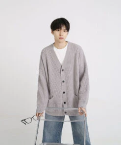 Oversized Ribbed Knit Cardigan With Button Front -Modern Wear Shop O1CN01Rk9eA91sgABFJGyJZ 738455795 1
