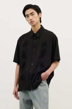 Pleated Wave-Panel Short Sleeve Button-Up Shirt 24 Pleated Wave-Panel Short Sleeve Button-Up Shirt -Modern Wear Shop O1CN01S4PpRt1TcA5dbvmuO 2206881692402