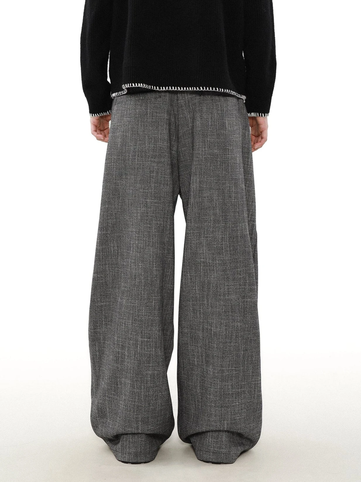 Wide Leg Textured Trousers With Strap Belt 7 Wide Leg Textured Trousers With Strap Belt - Image 7