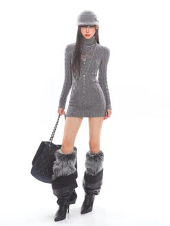 Cable Knit Turtleneck Dress With Cross Mesh Lace Detail 32 Cable Knit Turtleneck Dress With Cross Mesh Lace Detail -Modern Wear Shop O1CN01SnVJIx25KifTJclNT 1979797508