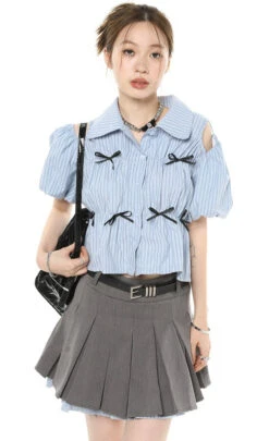 Stripe Cold Shoulder Button Top -Modern Wear Shop O1CN01T7VYwt281t45MxSEP 800637873