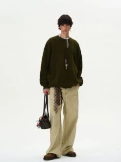 Ribbed Knit Henley Sweater With Button Detailing And Contrast Trim -Modern Wear Shop O1CN01T9kYPi1QxkALj7YVz 4008732043