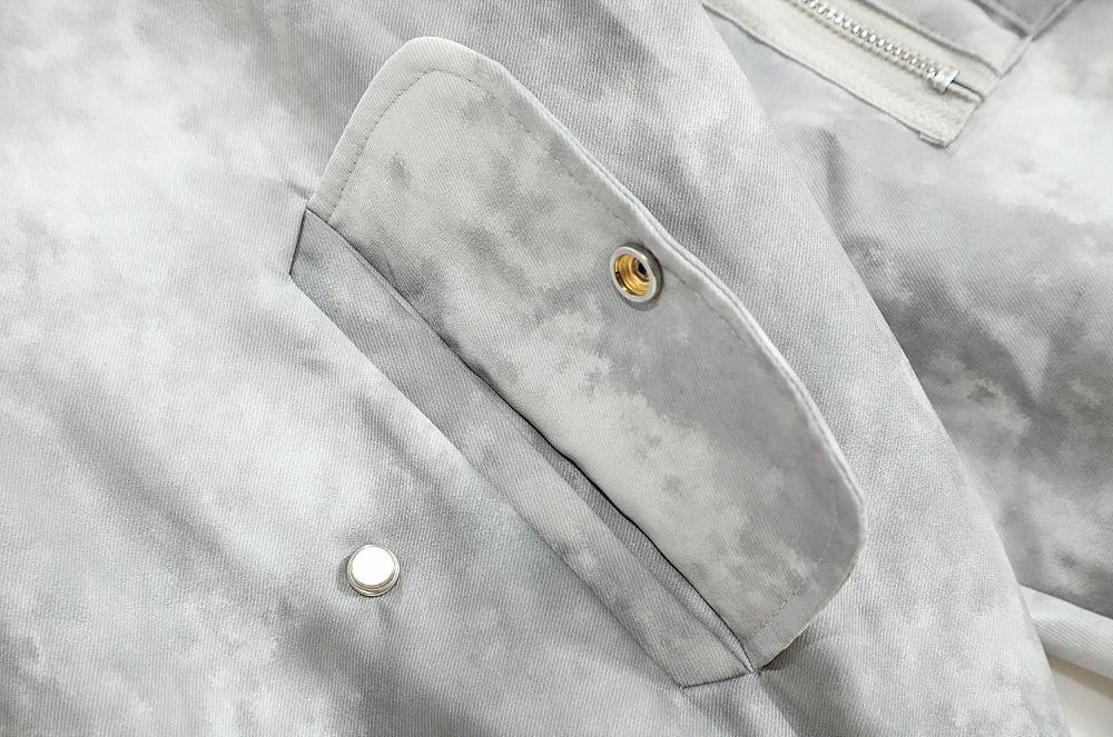 Oversized Acid Wash Bomber Jacket With Snap Button Pockets 6 Oversized Acid Wash Bomber Jacket With Snap Button Pockets - Image 6