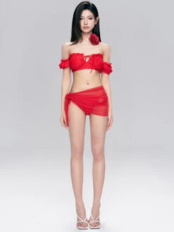 Ruffled Off-Shoulder Bikini Set With Sheer Sarong Wrap 10 Ruffled Off-Shoulder Bikini Set With Sheer Sarong Wrap -Modern Wear Shop O1CN01TGX5Wv1w3T9KS5x42 2809166252