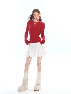 Cable Knit Cutout Long Sleeve Sweater Top -Modern Wear Shop O1CN01TIE32J1iBnnyMFQH5 2201256844375