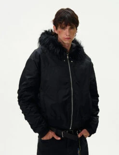 Ruched Sleeve Faux Fur Hooded Bomber Jacket 17 Ruched Sleeve Faux Fur Hooded Bomber Jacket -Modern Wear Shop O1CN01TK6wdU1QxkAYVIFGS 4008732043