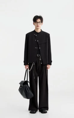 Slim Asymmetric Button-Detail Lapelless Blazer Jacket -Modern Wear Shop O1CN01TNIiSt1VHDUPmCWDb 897312627