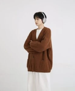 Oversized Ribbed Knit Cardigan With Button Front -Modern Wear Shop O1CN01TZIcei1sgABJJqRVx 738455795