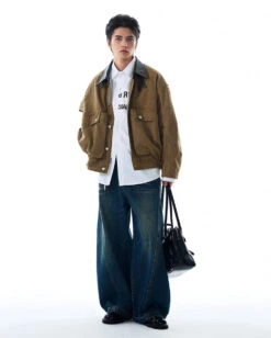 Contrast Leather Collar Oversized Utility Button Jacket -Modern Wear Shop O1CN01TdgFNy1QxkBjNOS4p 4008732043