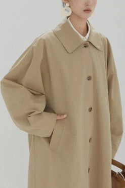 Oversized Collared Button-Up Trench Coat -Modern Wear Shop O1CN01TmEGBA2CGmXyryFl2 2267018447