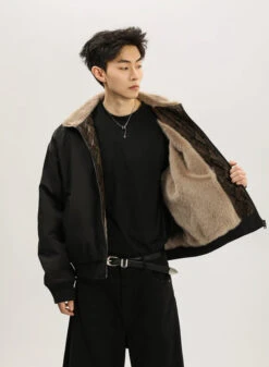 Faux Fur Lined Bomber Jacket With Snakeskin Detail -Modern Wear Shop O1CN01URYSO51knTcJUfzZw 3161734728