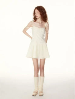 Ruched Pleated Mini Dress With String Straps -Modern Wear Shop O1CN01Ub1IzU1S7Bofk7yPd 2215093962199