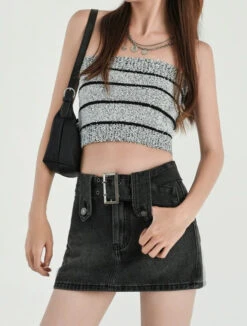 Faded Denim Skort Mini Skirt With Belt 21 Faded Denim Skort Mini Skirt With Belt -Modern Wear Shop O1CN01VKyHIe1qb0G8Ra1up 2207785665513