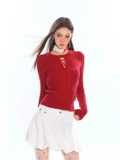 Cable Knit Cutout Long Sleeve Sweater Top -Modern Wear Shop O1CN01VL9lbA1iBnnxMBbkC 2201256844375