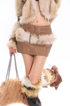 Faux Fur Trim Buckled Jacket And Mini Skirt With Belt Two Piece Set -Modern Wear Shop O1CN01VRz6w125KifJwiWcb 1979797508