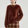 Fuzzy Oversized Round Neck Sweater