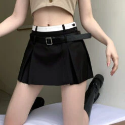 Distressed Hem Skort Pleated Mini Skirt -Modern Wear Shop O1CN01VXDqxT1Pm0E6ELfsu 2200717121882