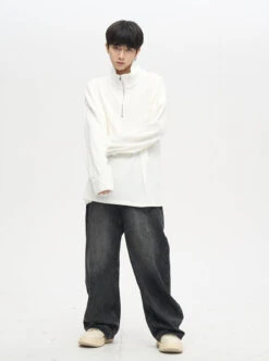 Semi High Neck Half Zip Knit Pullover -Modern Wear Shop O1CN01VeU0ZN1r3OrSS1Jz1 1124265575