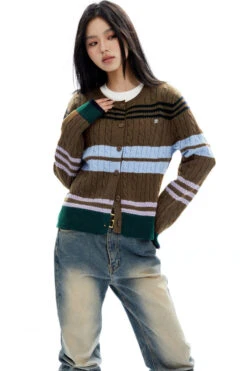 Slim Striped Cable-Knit Cardigan Sweater -Modern Wear Shop O1CN01WkhtJU2NBFTAAQwlK 2200576249924