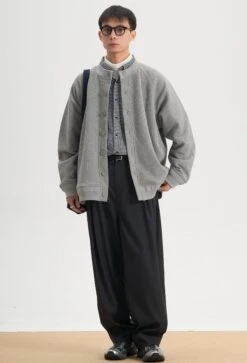 Waffle Textured Button Up Bomber Jacket -Modern Wear Shop O1CN01X3v61K2IBdjdZrCHT 2741639248