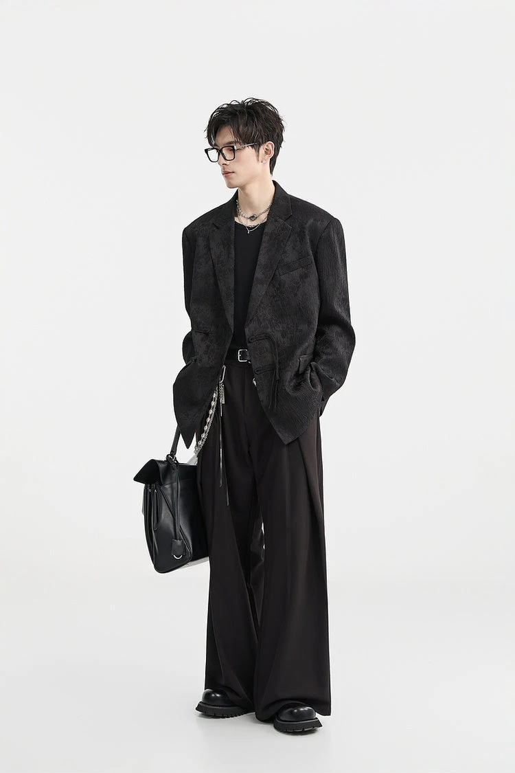 Textured Floral Pattern Single-Breasted Blazer 12 Textured Floral Pattern Single-Breasted Blazer - Image 12