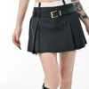 Distressed Hem Skort Pleated Mini Skirt