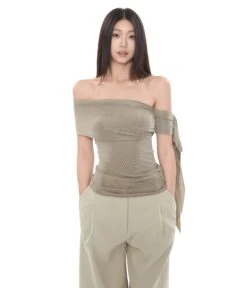 Sheer One Shoulder Ruched Wrap Mesh Top -Modern Wear Shop O1CN01XWrBYZ1NqvSSgQaPW 2570551622