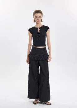Wide Leg Trousers With Ruffle Waist Detail And Belt Loops -Modern Wear Shop O1CN01Y0URs61H0oho3NoPG 2210293270696