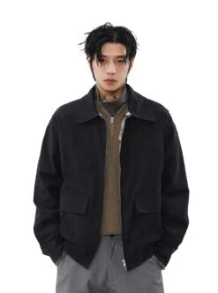 Classic Collared Zip Jacket With Flap Pockets -Modern Wear Shop O1CN01Y29kJW1VQpoGQqUnH 2434502648