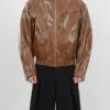Glossy Bomber Jacket With Zipper Accents