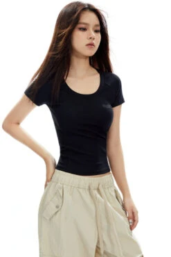 Ribbed Crew Neck Short Sleeve Baby Tee -Modern Wear Shop O1CN01YJS3LI2NBFVx1Me2Y 2200576249924