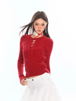 Cable Knit Cutout Long Sleeve Sweater Top -Modern Wear Shop O1CN01Ycvwe41iBnnu5LHqr 2201256844375