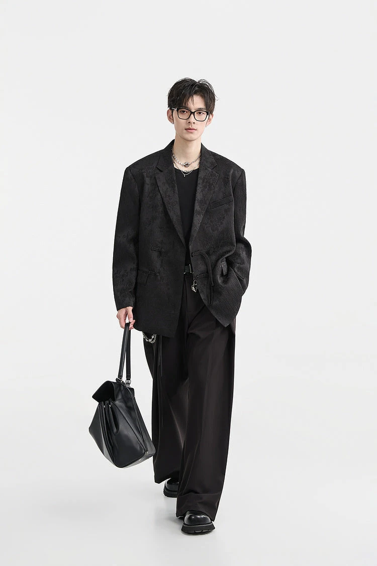 Textured Floral Pattern Single-Breasted Blazer 10 Textured Floral Pattern Single-Breasted Blazer - Image 10