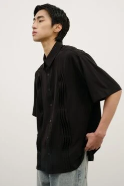 Pleated Wave-Panel Short Sleeve Button-Up Shirt 25 Pleated Wave-Panel Short Sleeve Button-Up Shirt -Modern Wear Shop O1CN01Z7hJyz1TcA5TZMBYW 2206881692402