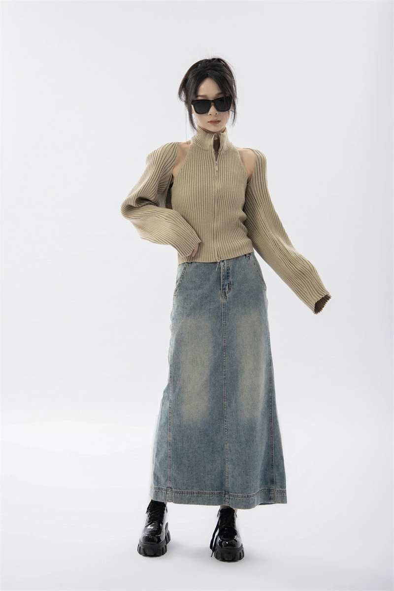 Double Zip High Neck Knit Vest And Shrug Top 11 Double Zip High Neck Knit Vest And Shrug Top - Image 11