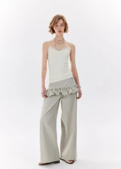 Wide Leg Trousers With Ruffle Waist Detail And Belt Loops -Modern Wear Shop O1CN01ZMmNu91H0ohaSIod2 2210293270696
