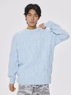 Ribbed Hem Cable Knit Crewneck Sweater -Modern Wear Shop O1CN01ZVbjDX28QACfgZHFS 2212676277926 jpg q50 jpg