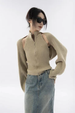 Double Zip High Neck Knit Vest And Shrug Top 26 Double Zip High Neck Knit Vest And Shrug Top -Modern Wear Shop O1CN01ZfMpQN1UEdPAndKuV 1063202486