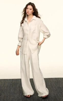 Oversized Faux-Linen Lightweight Button Shirt And Wide Leg Pants Two-Piece Set -Modern Wear Shop O1CN01aC7zIZ1rwp2NX0xtf 2215877315696
