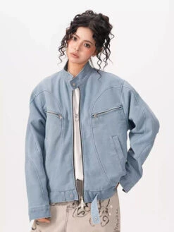 High Collar Drop Shoulder Jacket With Zip Pocket Details -Modern Wear Shop O1CN01aHxNUe1ELTgAhiFKR 2210973550335 jpg q50 jpg